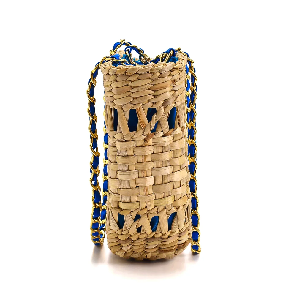 Navy wicker online bag