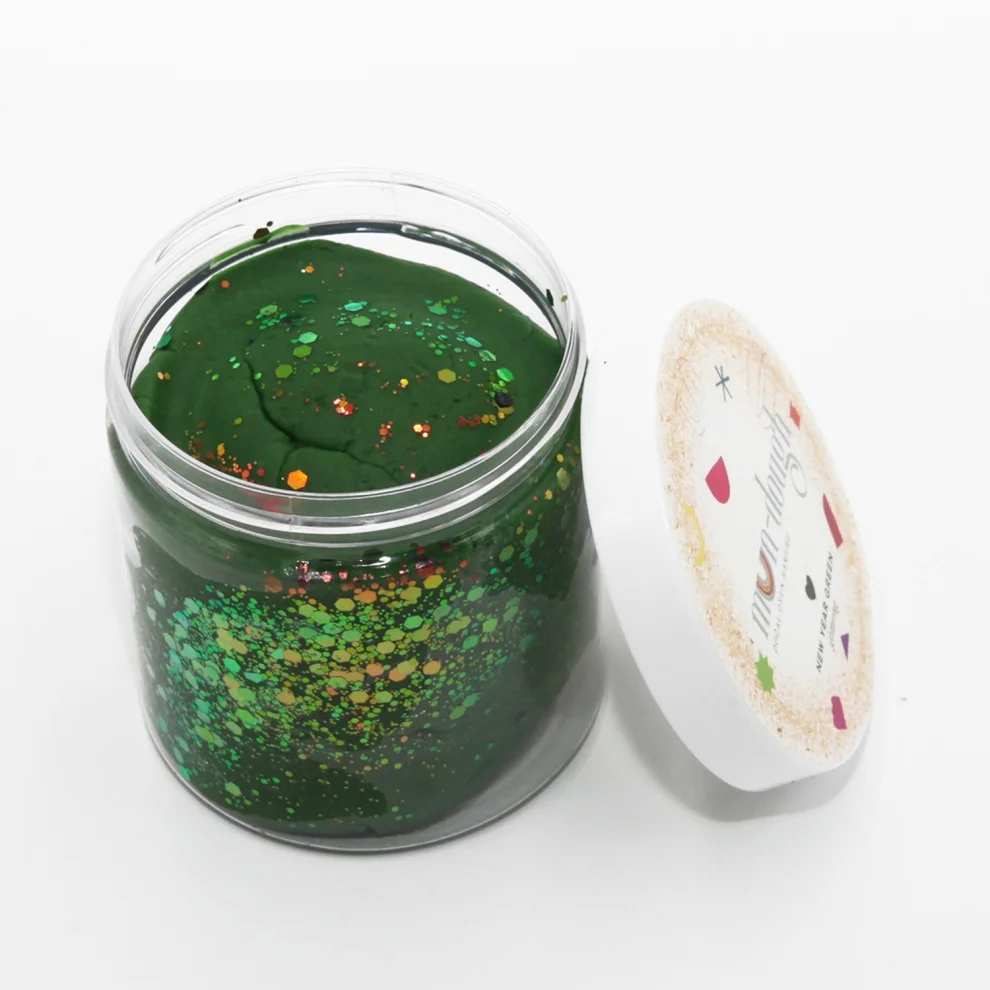 Mundough - New Year Green Glittering Double Natural Playdough