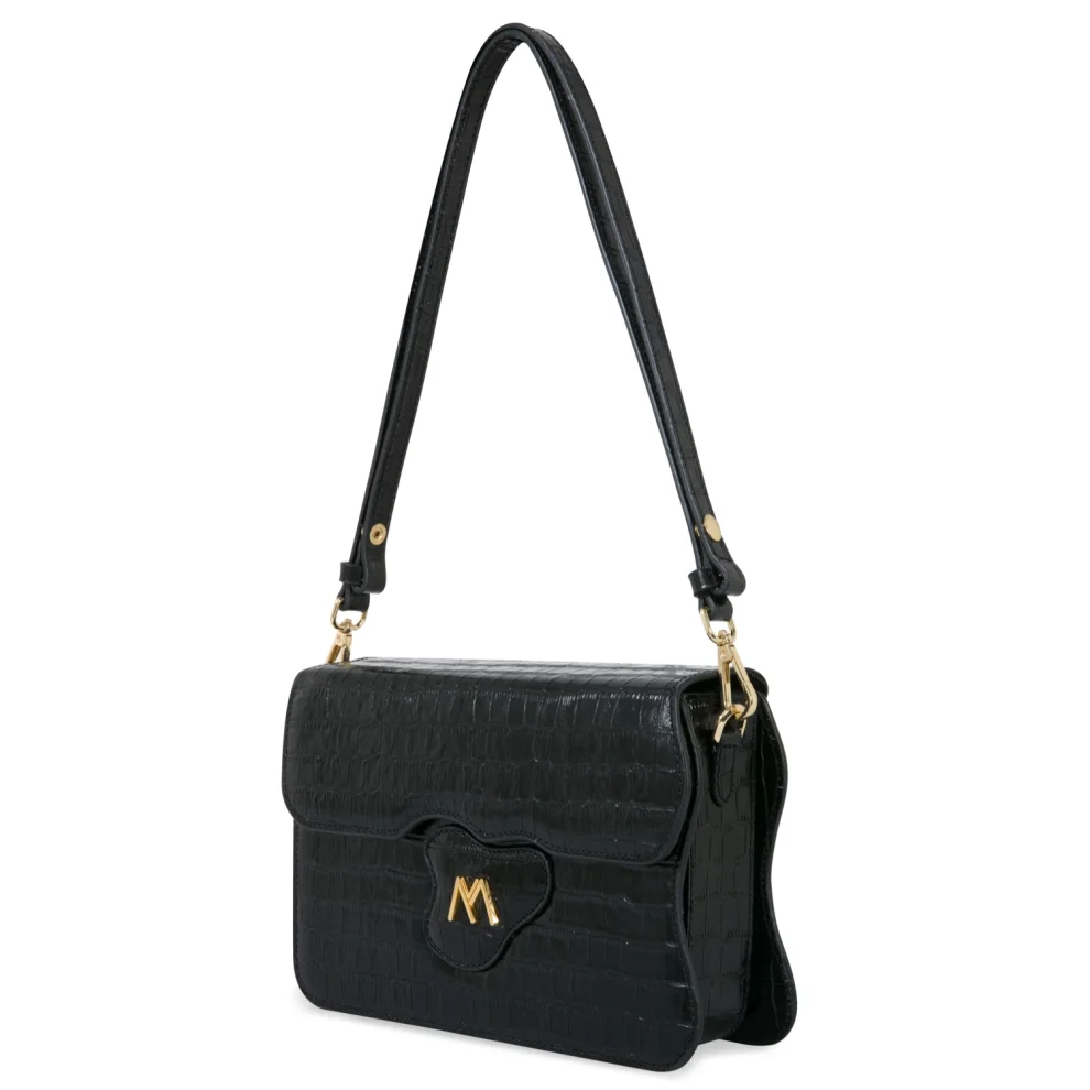 Mev's Atelier	 - Greta Croc Embossed Calf Leather Crossbody And Baguette Bag