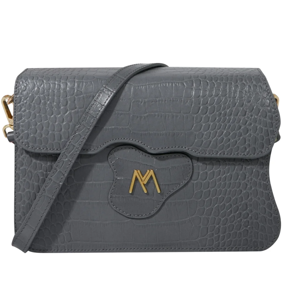 Mev's Atelier	 - Greta Croc Embossed Calf Leather Crossbody And Baguette Bag
