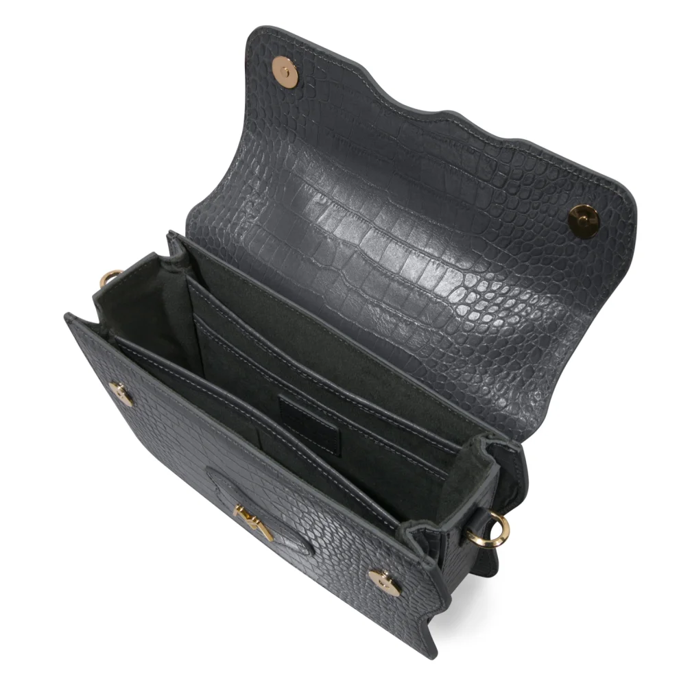 Mev's Atelier	 - Greta Croc Embossed Calf Leather Crossbody And Baguette Bag