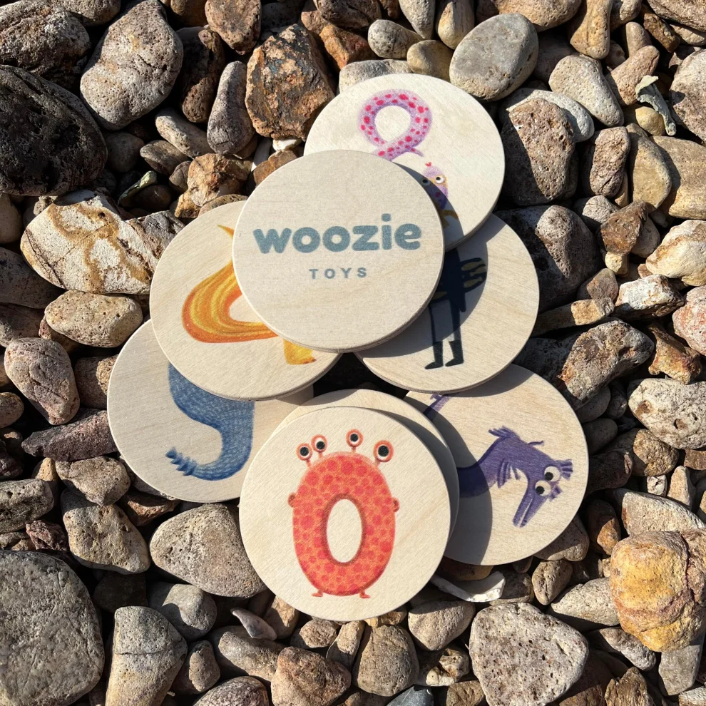 Woozie Toys - Canavar Rakamlar Eğitici Ve Eğlenceli Ahşap Oyuncak - Hafıza Ve Eşleştirme Oyunu