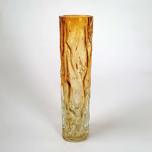 Gınni Dudu - Ingrid Glass Honey Colored Glass Bark Vase