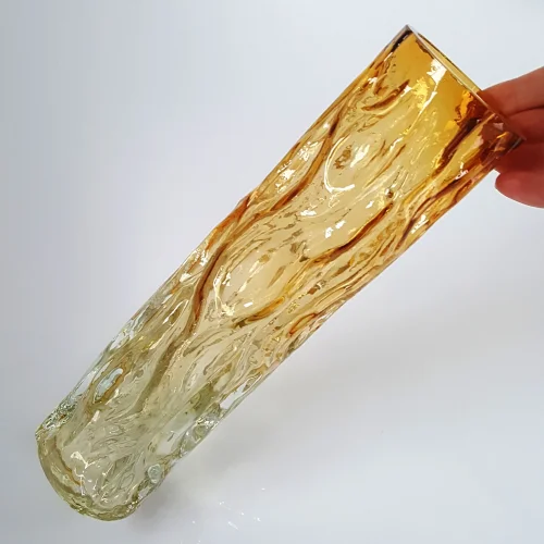 Gınni Dudu - Ingrid Glass Honey Colored Glass Bark Vase