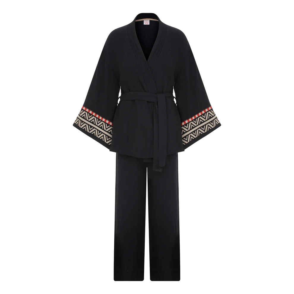 Postbohem - Giza Müslin Pantolon Kimono Set