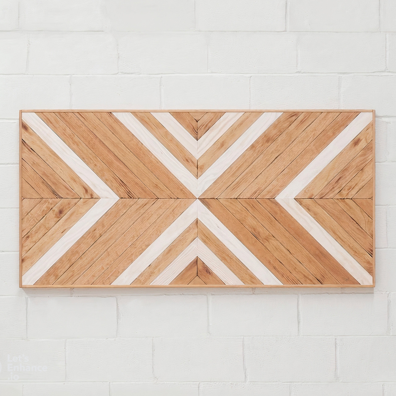 Geometric Double Wooden Bed/ Platform Headboard