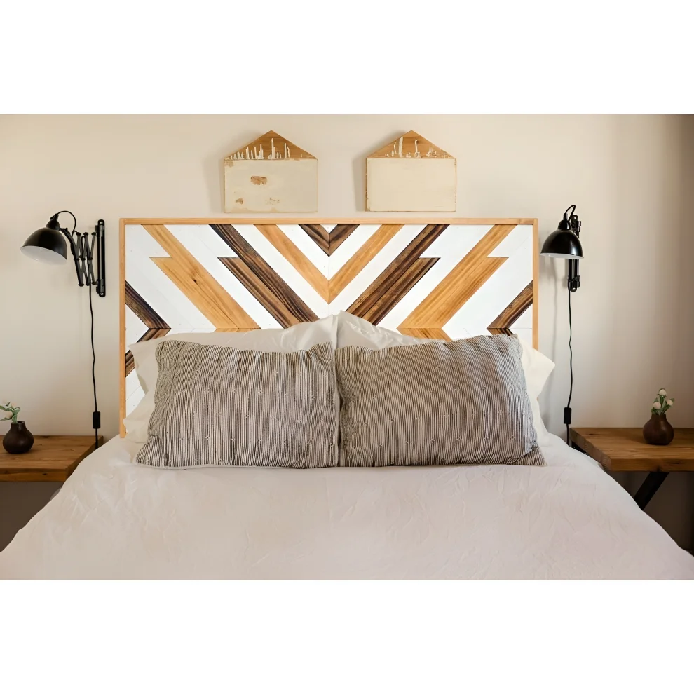 PostOtto - Scandinavian Double Wooden Bed/ Platform Headboard