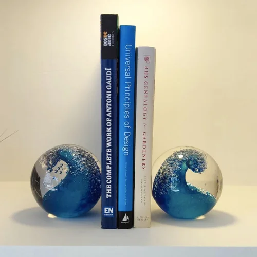 Fifil Design - Okyanus Dalgası Cam Kağıt Ağırlığı/ Kitap Tutucu