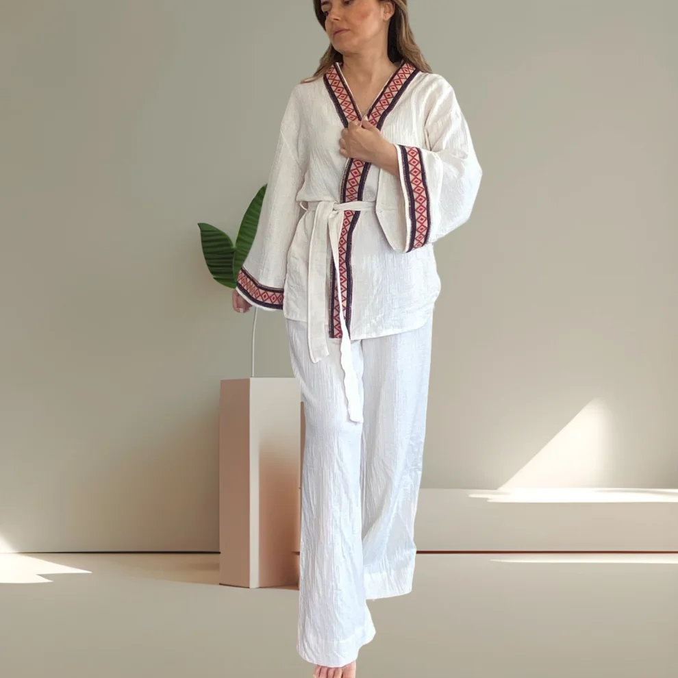 Postbohem - Aiana Müslin Pantolon Kimono Set