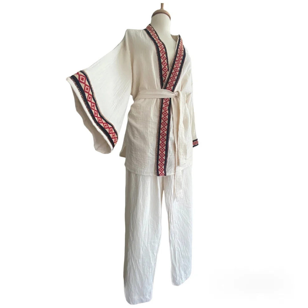 Postbohem - Aiana Müslin Pantolon Kimono Set
