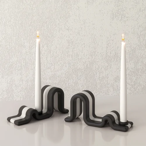 Deek Objects - Wave Candle Holder And One Candle Set