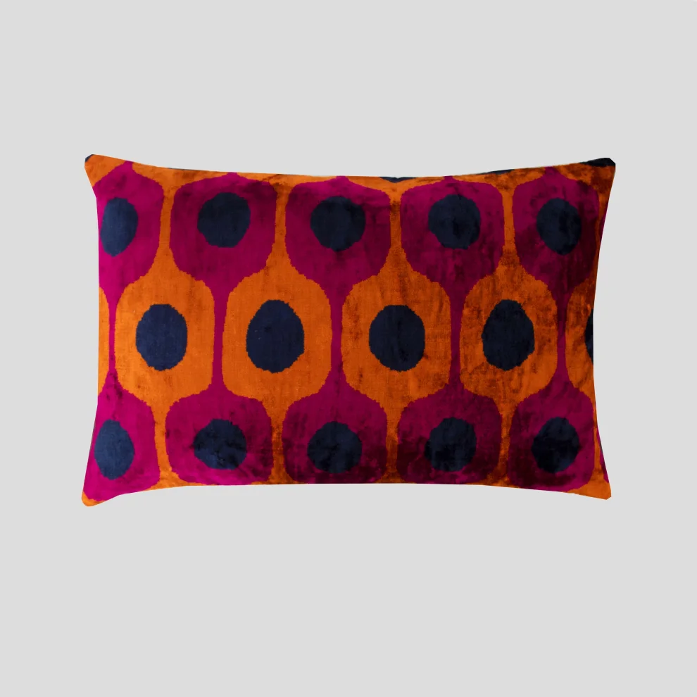 La Casa Antica - Rectangle Silk Velvet Ikat Pillow - Vll