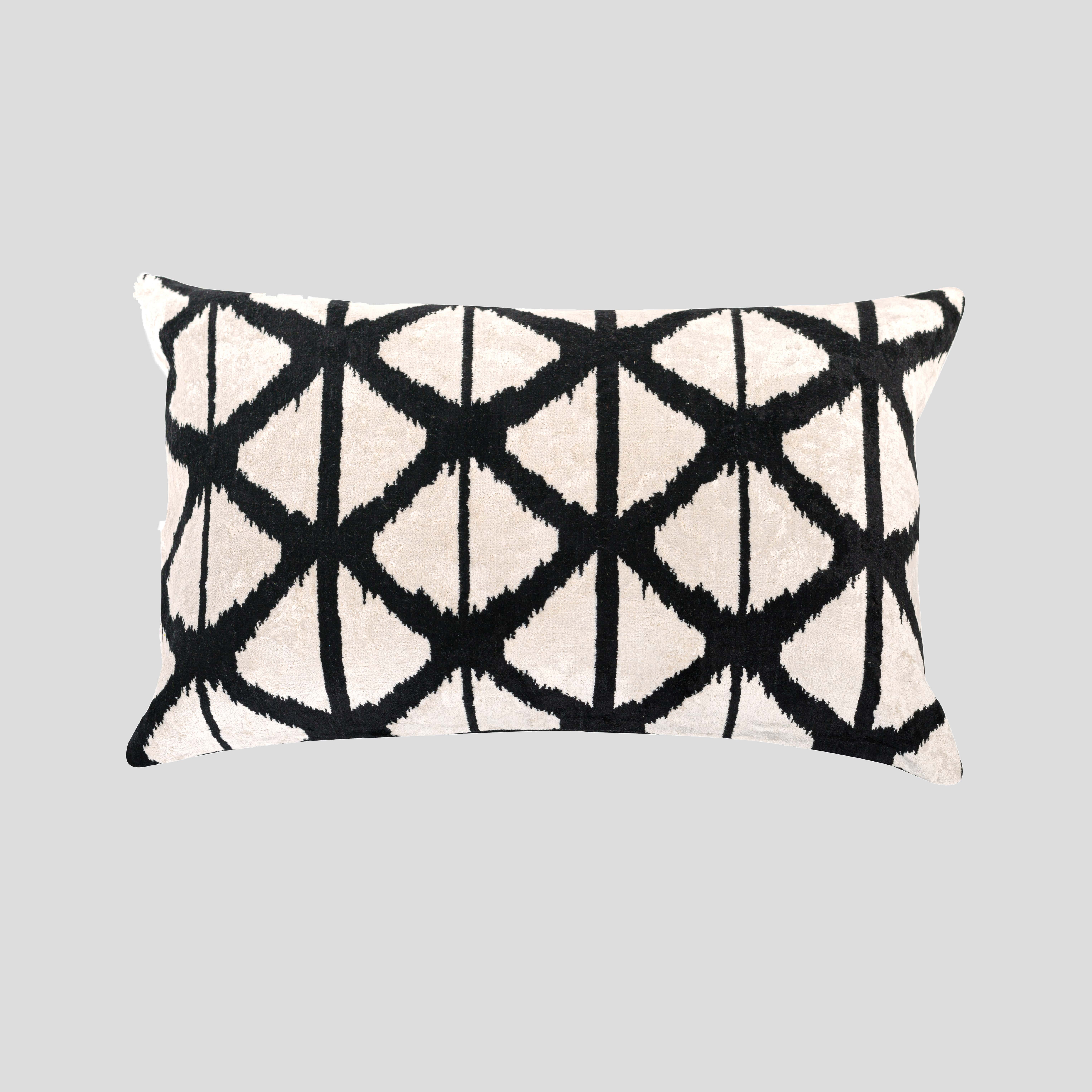 Rectangle Silk Velvet Ikat Pillow - Vlll