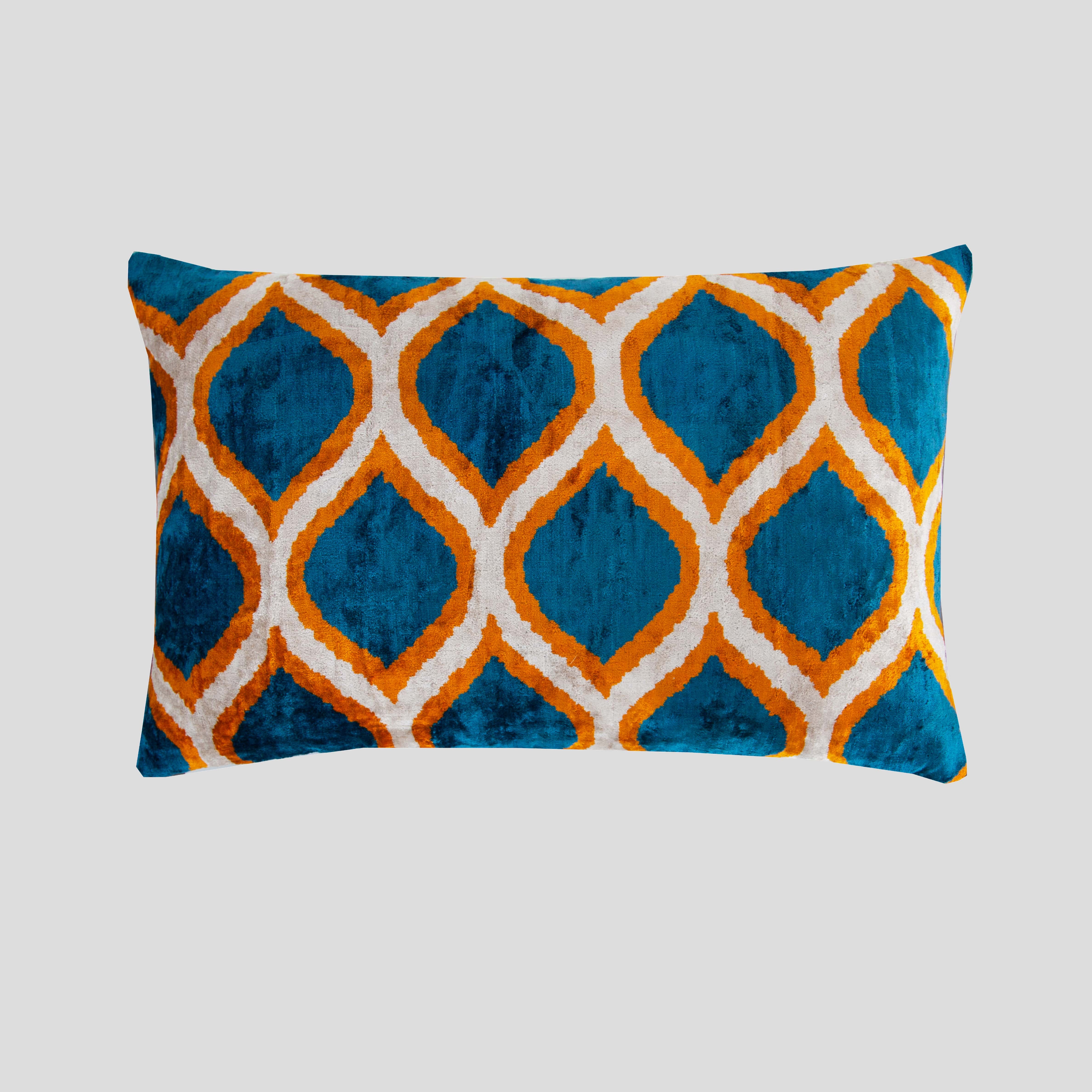 Rectangle Silk Velvet Ikat Pillow -xvıı