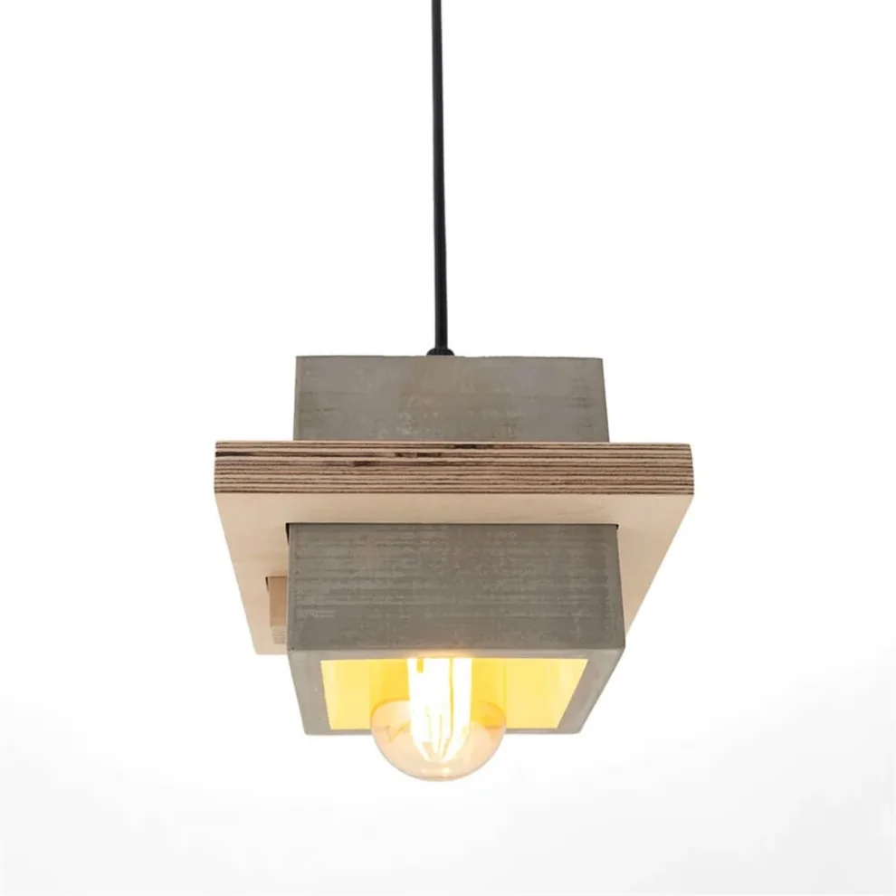 Womodesign - Square Wood And Concrete Ceiling Lighting