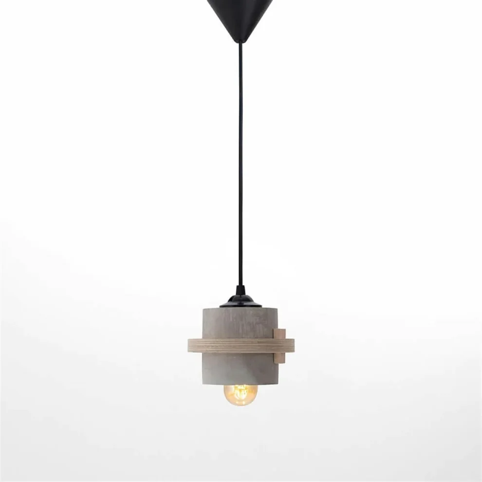 Womodesign - Round Wood And Concrete Ceiling Lighting