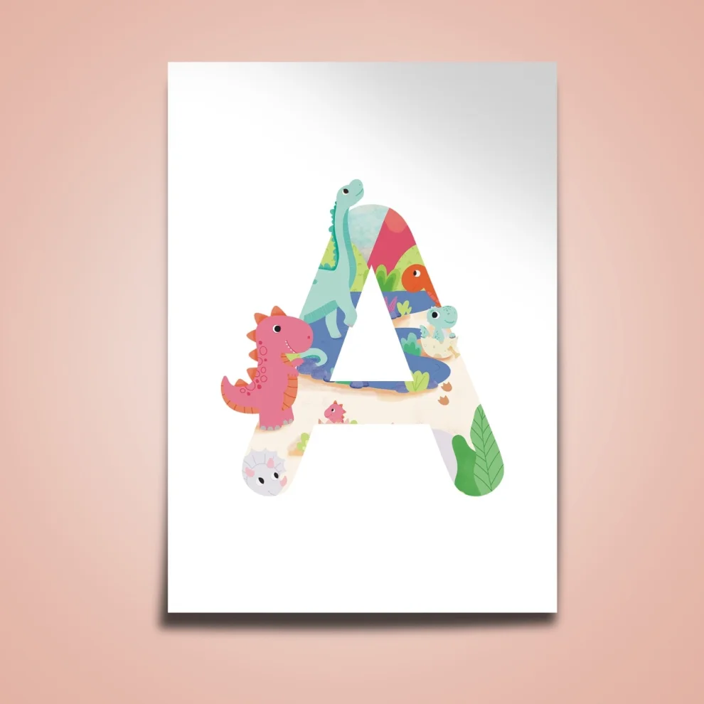 The Illustrationary - Dinosaur Initial Art Print