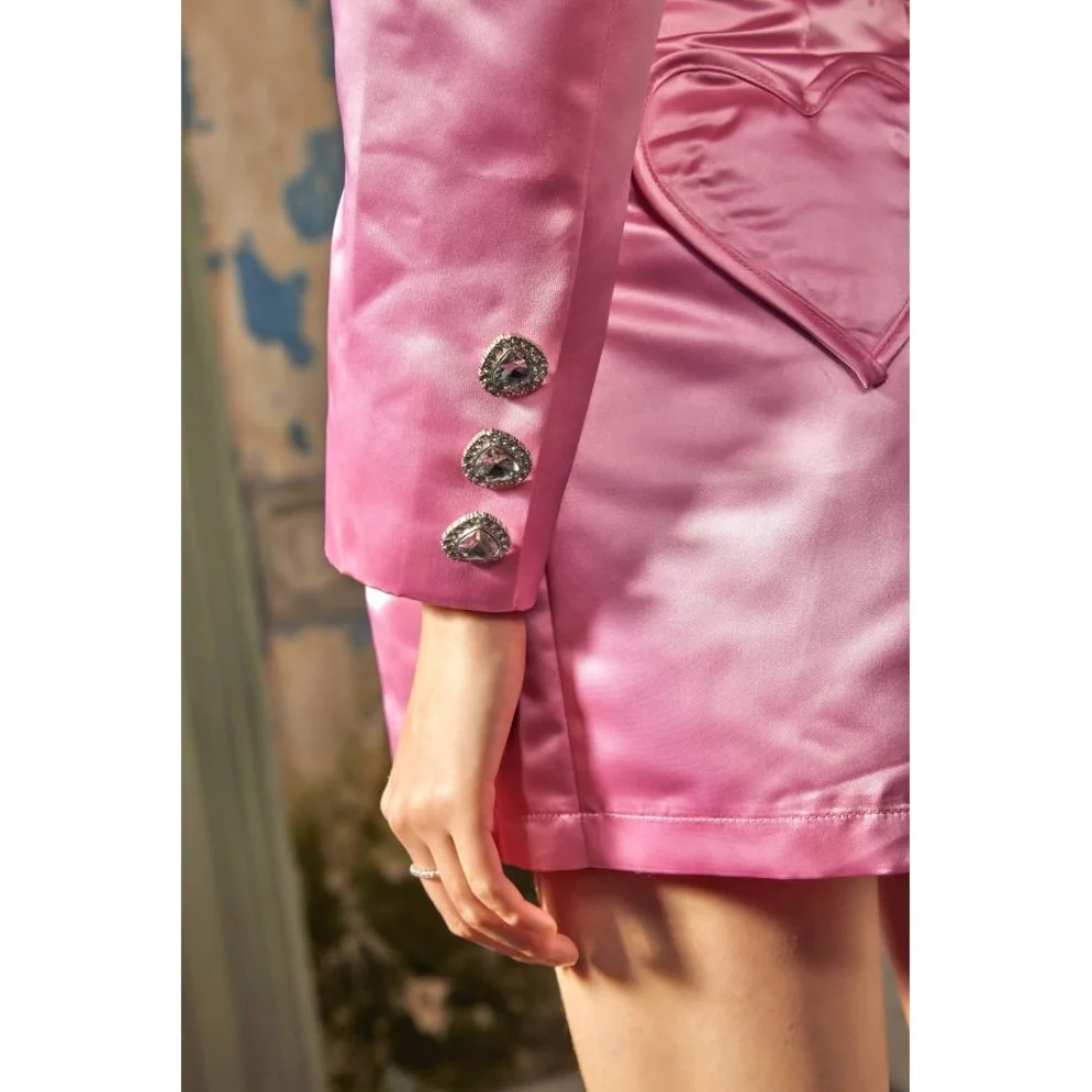 Flainer - Raspberry Heart Stone Satin Jacket