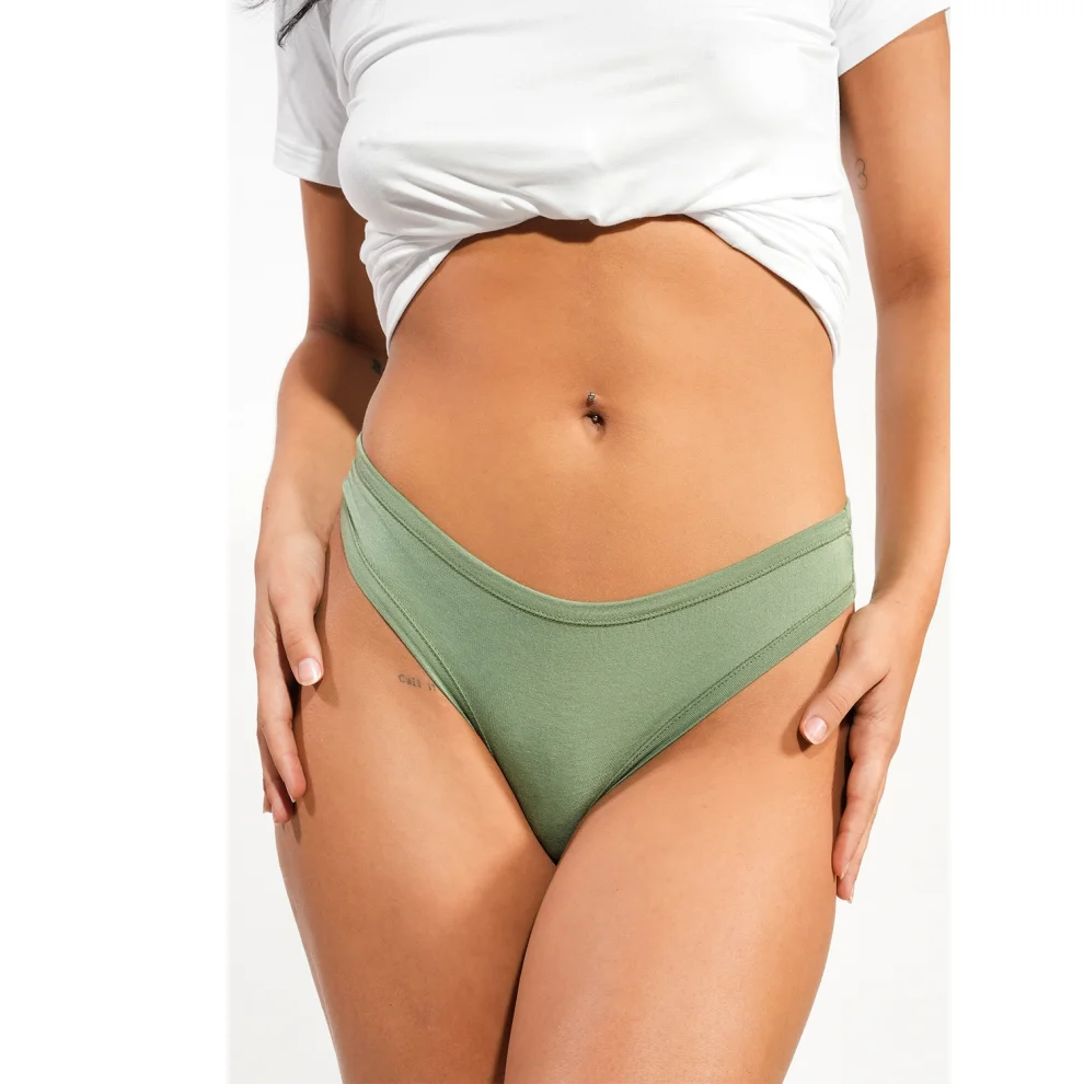 House of Nine Muses - Sage Bamboo Thong Green Almond S