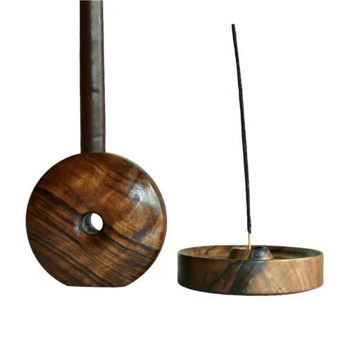 Kabuk Woodworks - Walnut Candleholder/ Incense Holder Set Of 2