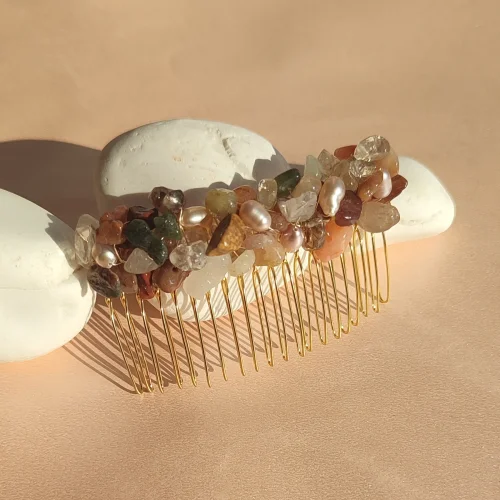 Alin Atelier - Quartz And Pearl Stone Gold Comb Buckle