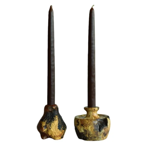 Kabuk Woodworks - Roots Candleholder Set Of 2