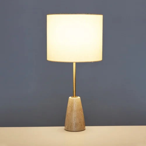 Y19 Design - Shorty Cone Travertine Table Lamp