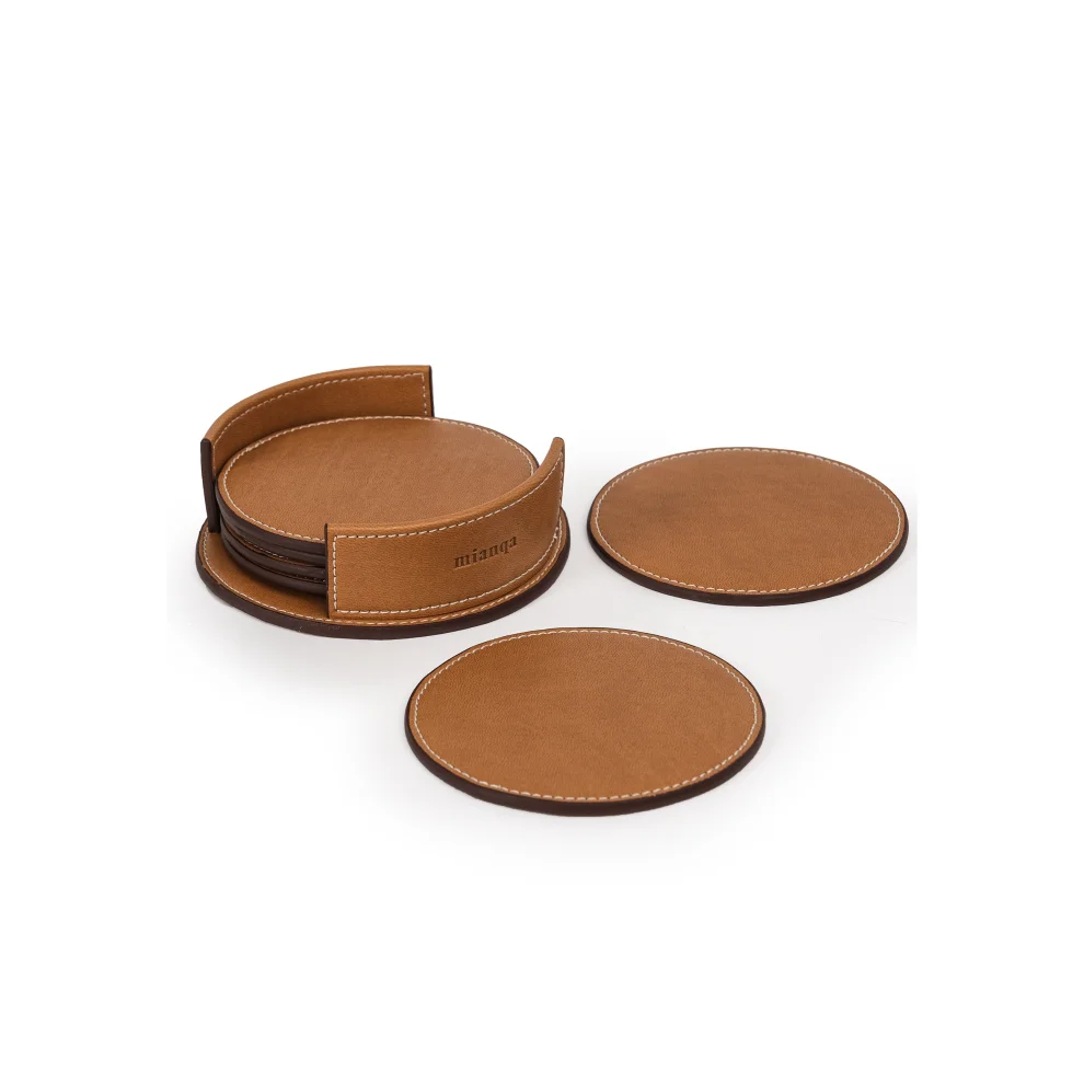 Mianqa - Vegan Leather Coaster 6 Pieces