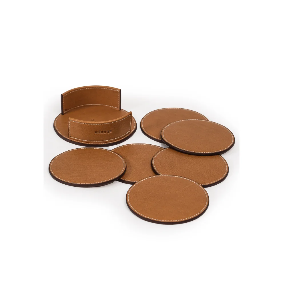 Mianqa - Vegan Leather Coaster 6 Pieces