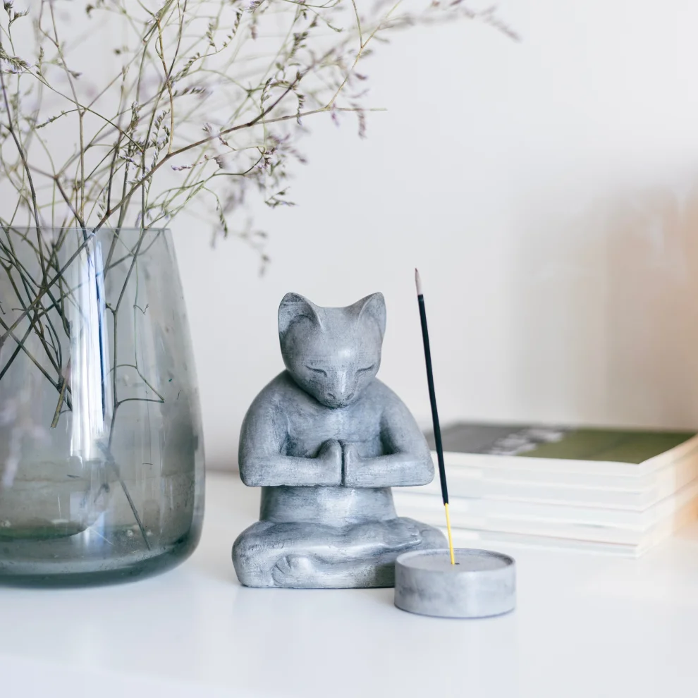 JOMO TASARIM - Beton Meditasyon Kedi Tütsülük