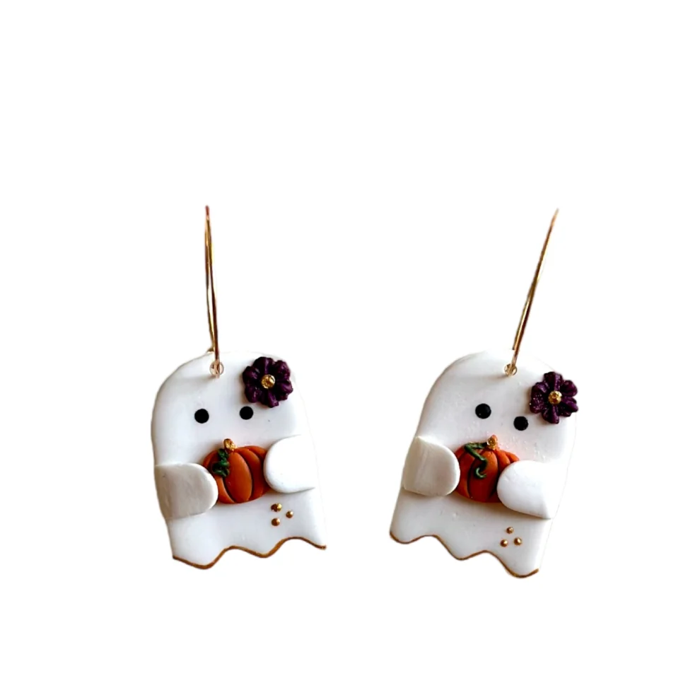 Daisy Lazy Creations - Pumpkin Hoop Ghost Earring