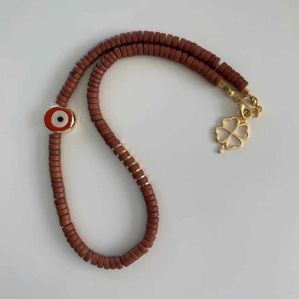  Byebruketenci - Necklace With Evil Eye Gold Detail Necklace