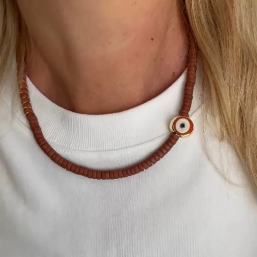  Byebruketenci - Necklace With Evil Eye Gold Detail Necklace