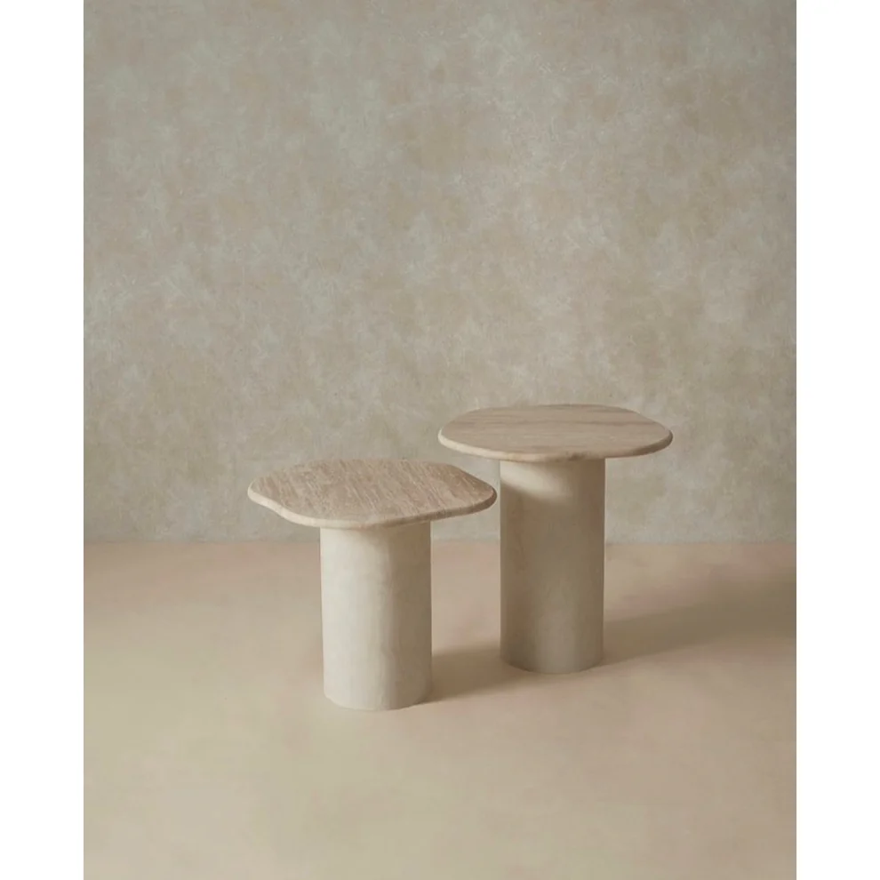 Raika Studio - Ura Travertine Double Side Table