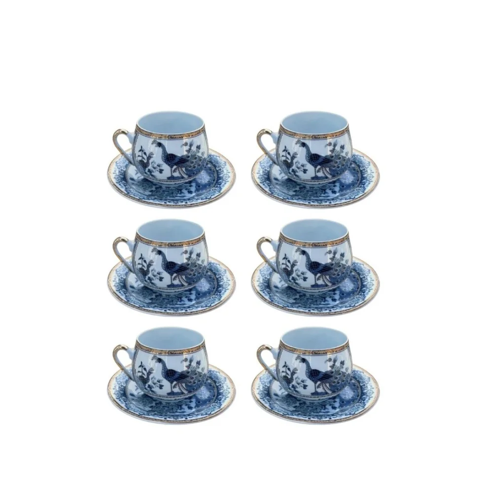 Well Studio Store - Peacock Coffee Cup Set For 6 People
