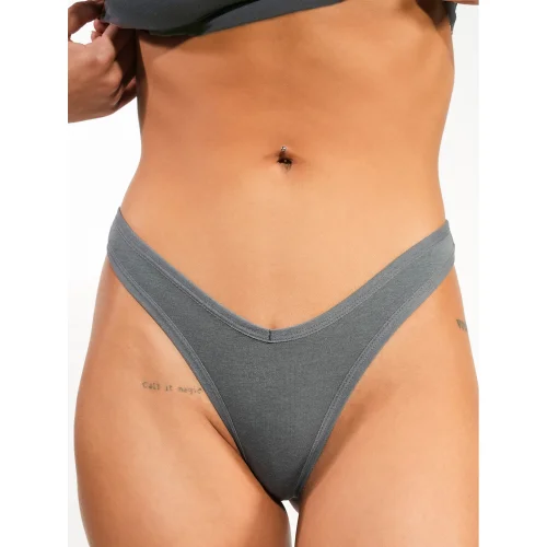 House of Nine Muses - The V Cut Modal Thong - Stone