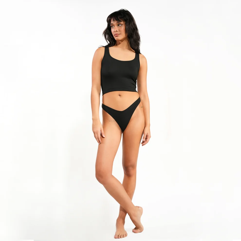 House of Nine Muses - The V Cut Modal Thong - Noir