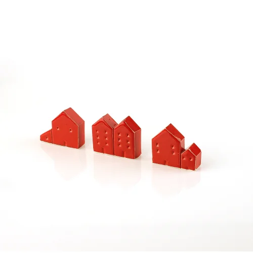 GA Ceramic - Üçlü Kırmızı Mini Ev