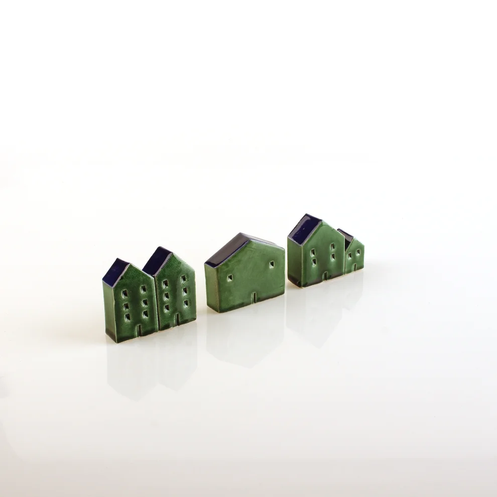 GA Ceramic - Üçlü Yeşil Mini Ev