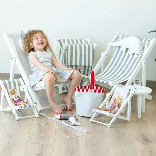 Dino Kids Furniture - Tasarımcı Oyunu Ahşap Oyuncak Bebek Koltuğu 7 Renkli Minderler