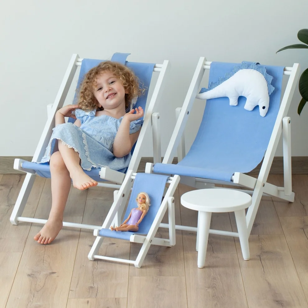 Dino Kids Furniture - Tasarımcı Oyunu Ahşap Oyuncak Bebek Koltuğu 7 Renkli Minderler