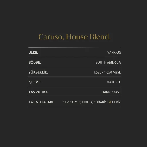Egro Coffee - Caruso House Blend I Çekirdek Kahve 1 Kg