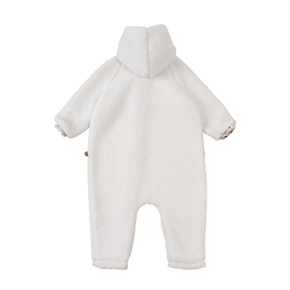 Little Gusto - Hooded Wellsoft Jumpsuit Baby White