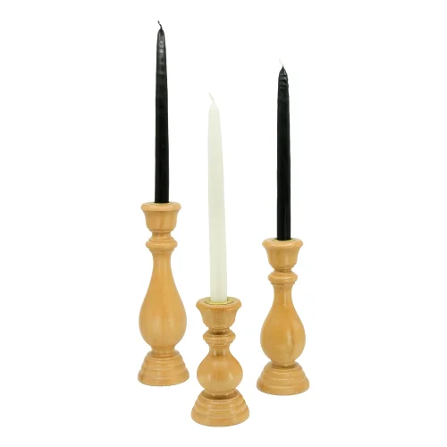 Massello Design - Tornio 3-piece Wooden Candlestick & Candle Holder