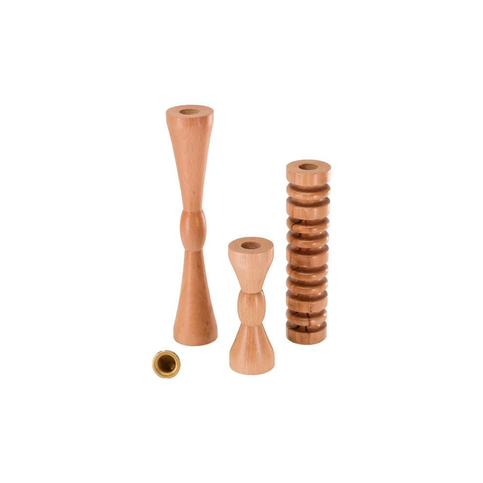 Massello Design - Bella 3-piece Wooden Candlestick & Candle Holder