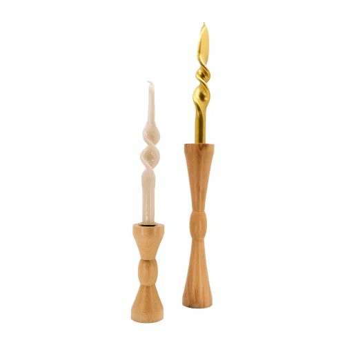 Massello Design - Bella 3-piece Wooden Candlestick & Candle Holder