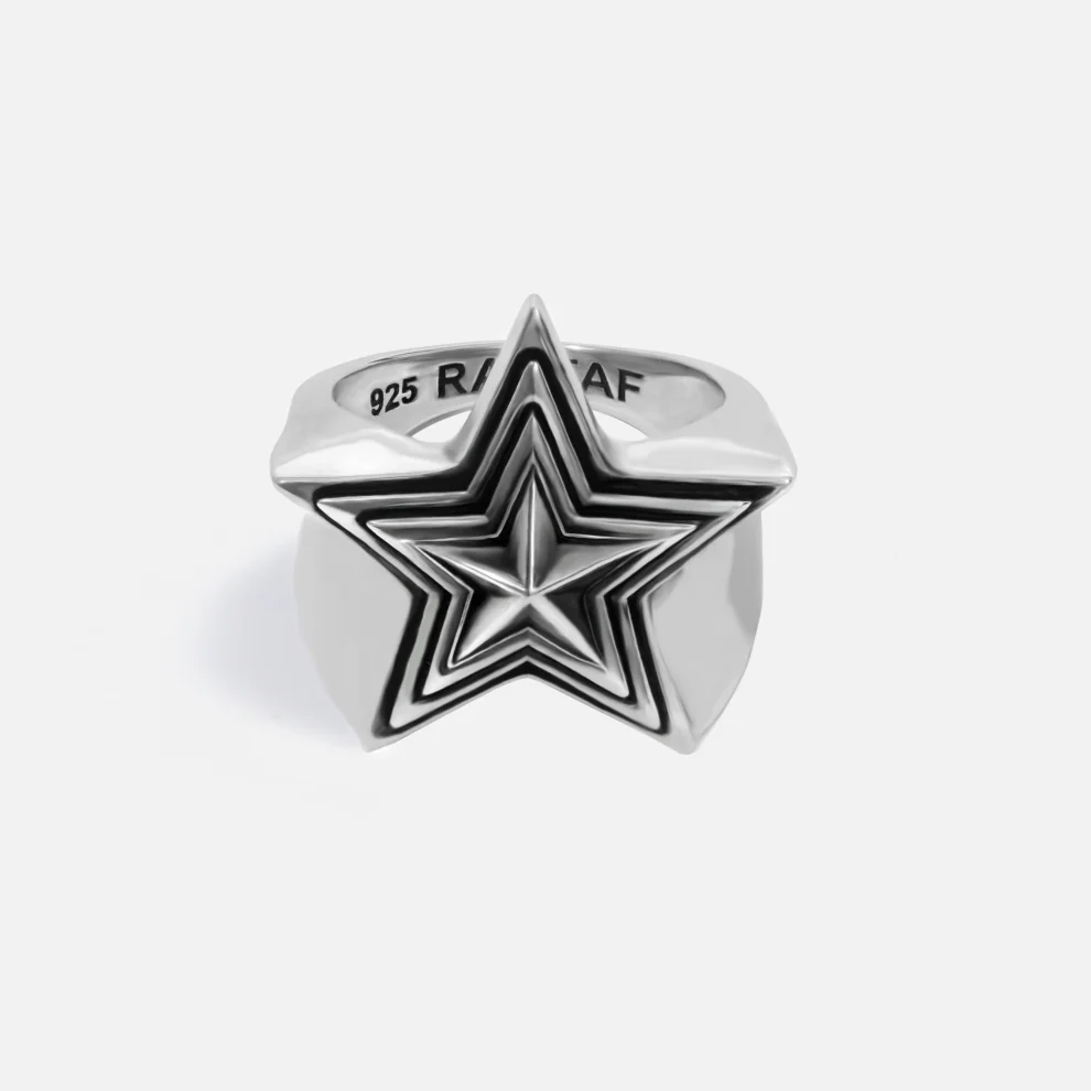 Raftaf - Star Sterling Silver Ring Silver Large