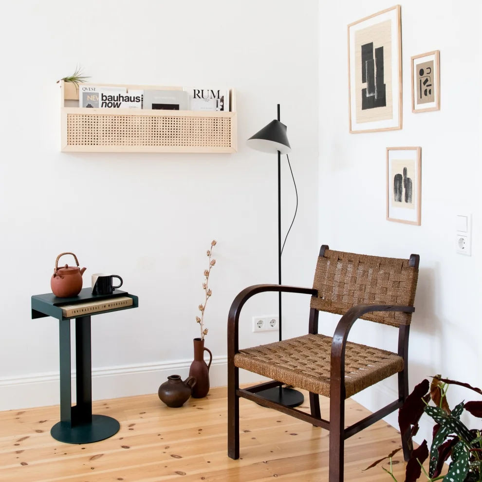 Lamoneta Design - Stylish Nordic Rattan Wooden Magazine Shelf