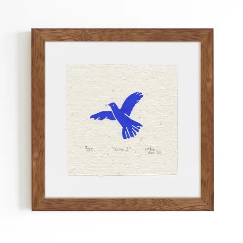 Çaçiçakaduz - Dove 2 Limba Wood Framed Lino Print