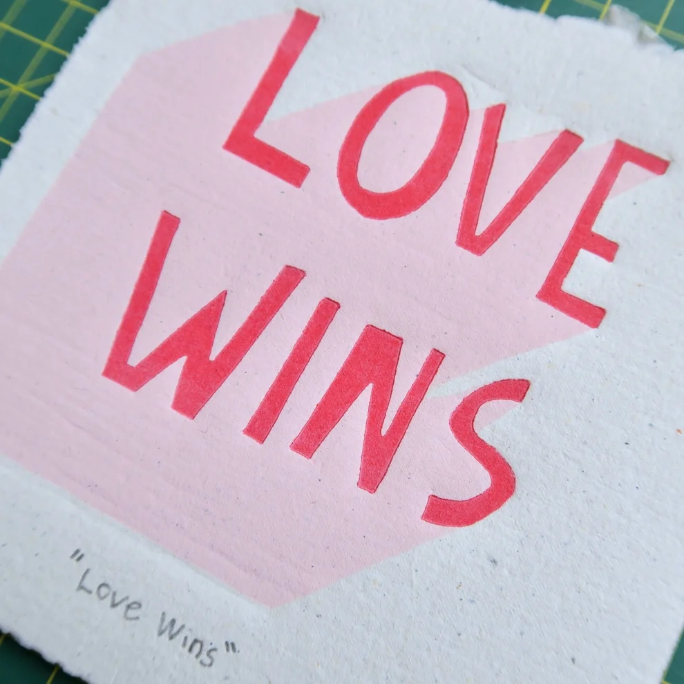 Çaçiçakaduz - Love Wins Limba Wood Framed Lino Print